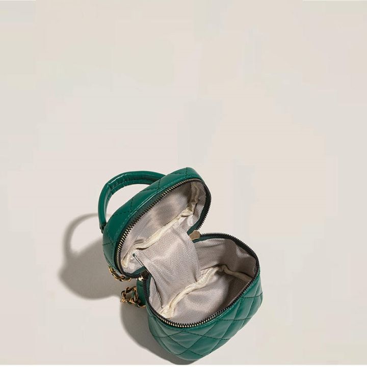 zaraโฮมเมดหญิง2023ใหม่ผิวสัมผัสของผู้หญิงโซ่กระเป๋าไหล่เอียงลิปสติก-han-edition-ถุงกระเป๋าสตรีทรงถัง