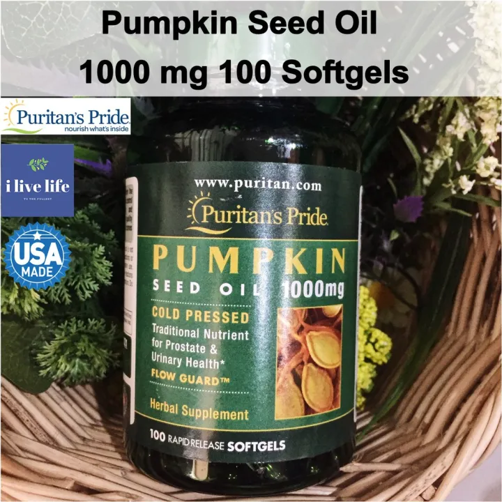 น้ำมันเมล็ดฟักทอง สกัดเย็น Pumpkin Seed Oil 1000 mg 100 Softgels Puritan's Pride Lazada.co.th