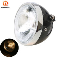 POSSBAY Motorcycle Headlight Round Moto Headlamp Halogen Motorbike 12V Head Light for Honda CG125 GN125 Suzuki Cafe Racer Lamps