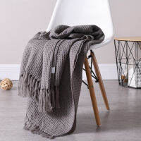 Elegant Knitted Waffle Weave Blankets with Tassel Christmas Throw Blanket Breathable Cozy Thin Blanket for Summer Autumn 130x160