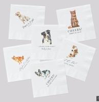 Full Color Personalized Pet Wedding Cocktail Napkins Custom Wedding Napkins Dog Cocktail Napkins Wedding Couple Monogram Wedd