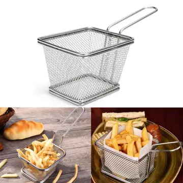 304Stainless Steel Metal Basket Serving Food Presentation Cooking Tools  French Fries Basket Mini Fry Storage Kitchen Housewares