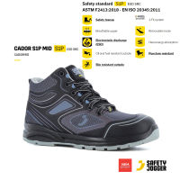 SAFETY JOGGER - CADOR S1P MID GREY รองเท้าเซฟตี้ หัวเหล็ก แผ่นเหล็กกันทะลุ คุณภาพสูง มาตรฐานสากล รองเท้านิรภัย