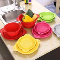 【hot】 Folding Colander Drain Basket Set Fruit Vegetable Silicone Strainer Collapsible Drainer Y5GB