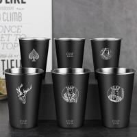 New Poker Elk Black 304 Stainless Steel Single Layer Cold Drink Cup Portable Mug Beer Mug coffee mugs  stainless cup Cups  Mugs Saucers Cups  Mugs Sau