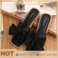 hanshi [2023 new HOT FASHION] lazlook รองเท้าแตะและรองเท้าแตะแฟชั่นกันลื่นหัวทรงสี่เหลี่ยมผูกโบว์สำหรับผู้หญิง