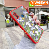 YIWESAN เคสสำหรับ Xiaomi Redmi 8 8A 8A Pro,เคสการ์ตูนกระต่ายน่ารักและดอกไม้มีน้ำค้างแข็งโปร่งใสแบบแข็งขอบสี่เหลี่ยมด้านข้างกันกระแทกกล้องปลอกซิลิโคนเคสนิ่ม