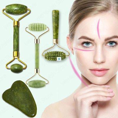 ♚☬ Jade Stone Facial Massage Roller For Face Eye Face Neck Natural Massager Guasha Scraper Thin Lift Beauty Slimming Tools Roller