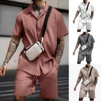 2023 Mens Sets New Casual Comfortable Button Short Sleeve Polo Shirt and Shorts Two Piece Set for Men Fashoin Sweatpants Suit