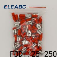 (Allen Materials)  FDD1.25 250ฉนวนหญิงฉนวนไฟฟ้าจีบขั้วต่อสายเคเบิลเชื่อมต่อ100ชิ้น/แพ็ค FDD1 250 FDD