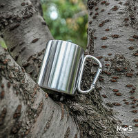 แก้วสแตนเลส หูจับตะขอ [MOS_022] พร้อมส่ง แก้วแคมป์ปิ้ง แก้วเดินป่า Campout Japanese 304 stainless steel cup with buckle