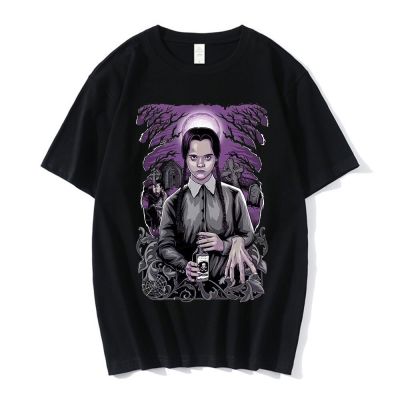 วันพุธ Addams T เสื้อผู้ชาย/ผู้หญิง Harajuku ตลกกราฟิก Nevermore Academy เสื้อยืด Unisex การ์ตูนความงามผ้าฝ้ายเสื้อยืด