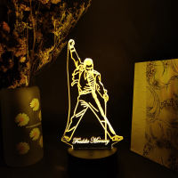 Freddie Mercury Live Concert Show Singing Silhouettes 3D Night Lamp Queen Band LED Sensor Lights Home Decoration Kids Xmas Gift