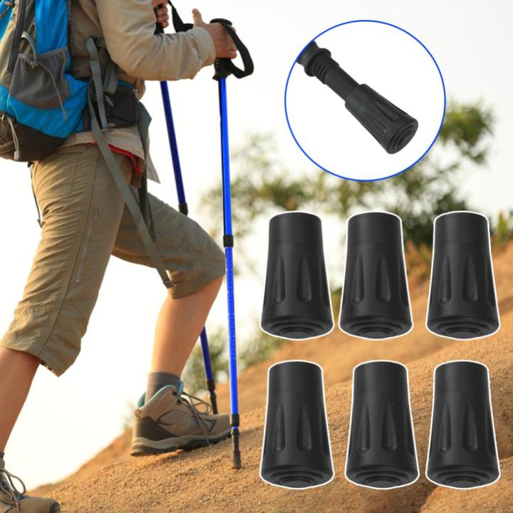 ไม้เท้าเดิน6ชิ้นตัวป้องกันปลาย-tongkat-hiking-กันลื่นหัวสำหรับเปลี่ยนบัฟเฟอร์น้ำหนักเบาสำหรับปีนเขาเดินป่า