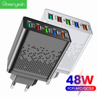 Greenyeah 48W 5พอร์ตเครื่องชาร์จ USB ชาร์จเร็วชาร์จเร็ว3.0โทรศัพท์มือถืออะแดปเตอร์ที่ชาร์จสำหรับ Samsung Xiaomi อุปกรณ์ชาร์จ Iphone QC 3.0