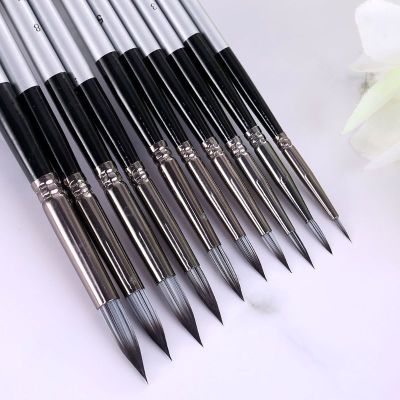 10 Pcs Artists Paint Brush Set Acrylic Watercolor Round Pointed Nylon Tip Hair Multifunction hook line short pointed Pen