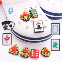 1Pcs Chinese Mahjong Poker PVC Shoe Charms Shoes Accessories Clog Decorations for Croc Jibz Wristbands Kids Women Men X-mas Gift