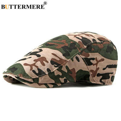 BUTTERMERE ฤดูใบไม้ผลิฤดูร้อนผู้ชายแบนหมวกพราง Beret หมวกผ้าฝ้ายแฟชั่นปรับ Ivy หมวกชายกองทัพสีเขียวทหารสไตล์ Cap