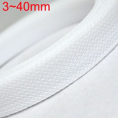 White Tight High Density PET Braided Wire Sleeve 3 4 6 8 10 12 14 16 20 25 30 40mm Insulated Cable Protection Expandable