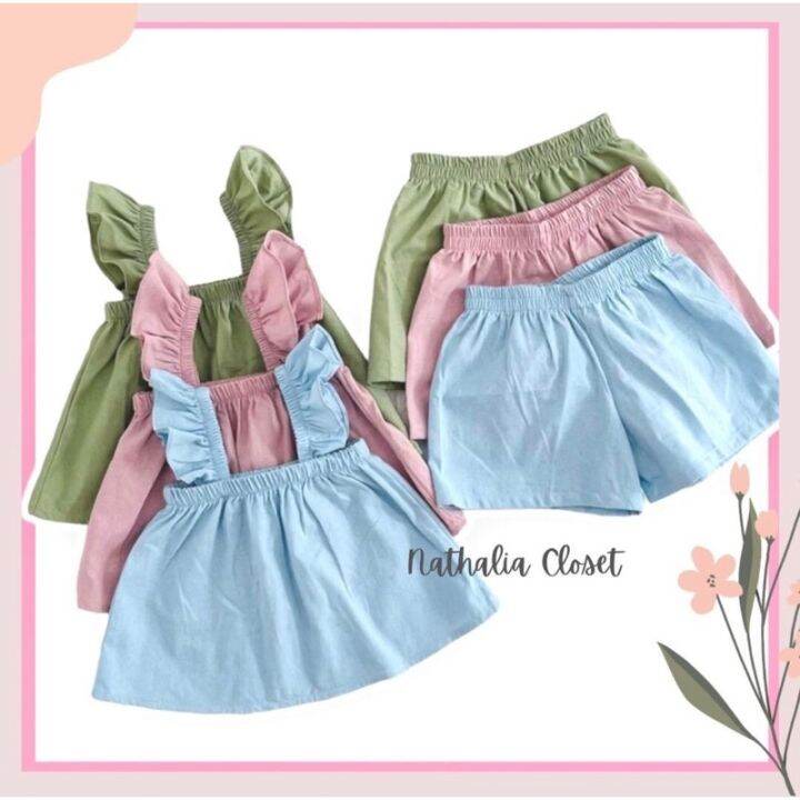 Babyhug Cotton Knit Flutter Sleeves Top & Crinkle Shorts Set With Rainbow Sequins Design - White & Pink