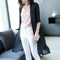 [A innovation] ฤดูร้อน WomenSolid Kimono Beach Cardigan ชุดว่ายน้ำ LongShirts Sun Protectiontops