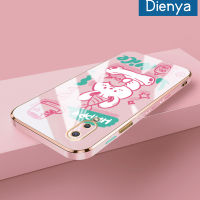 Dienya เคสปลอกสำหรับ Samsung กาแลคซี M02 A02การ์ตูนน่ารักลายโชคดีน่ารักใหม่กรอบสี่เหลี่ยมชุบเคสนิ่มซิลิกาเจลกันกระแทกเคสมือถือรวมทุกฝาครอบป้องกันเลนส์กล้องถ่ายรูป