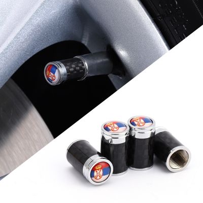 ✳ Serbia Flag Auto Wheel Tire Valve Dust Caps Tyre Air Caps Dustproof Stems Covers Auto Accessories for BMW Audi Jeep Skoda Opel