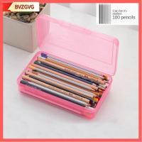 BVZGVG พลาสติกทำจากพลาสติก กล่องใส่ดินสอ เก็บเครื่องเขียนไว้ หลากสี กล่องใส่เครื่องเขียน แบบพกพาได้ กล่องดินสอโปร่งใส บ้านและสำนักงาน