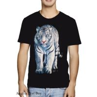 NEW GLOW IN THE DARK WHITE TIGER HIGH DEFINITION UNIQUE 100 เสื้อยืดคุณภาพสูง T-SHIRTMen T-Shirt