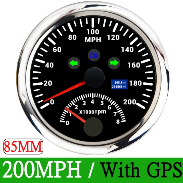 85mm Car Motorcycle GPS Speedometer Odometer 0-120MPH with Tachometer 0-8000 RPM 