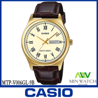 นาฬิกา รุ่น Casio นาฬิกาข้อมือ ผู้ชาย สายหนังสีน้ำตาล รุ่น MTP-V006GL-9B ( Gold/Brown ) จากร้าน MIN WATCH