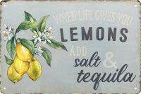 When Life Gives You Lemons Add Salt &amp; Tequila - Funny Retro Vintage Tin Bar Sign for Home Farm Restaurant Cafes Bars Club Kitchen Living Room Wall Art Decor 8×12 Inch