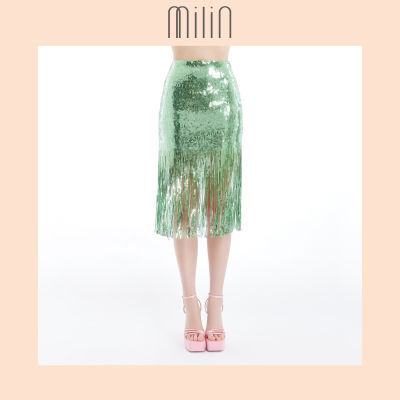 [MILIN] High waist fitted silhouette fringe sequin skirt กระโปรงเลื่อมเอวสูงทรงเข้ารูปประดับพู่ / 41 Manhattan Sling Skirt
