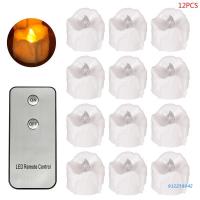 12pcs Electronic Remote Control Candles Flameless LED Electric Flickering Tea Light Candles with Remote Control Christmas