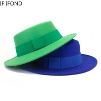 New Fedora Hat For Women Autumn And Winter Flat Top Felt Jazz Hat Gentleman Elegant Lady Church Hat Шапка Женская