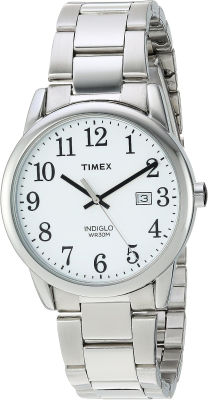 Timex Mens TW2R23300 Easy Reader 38mm Silver-Tone/White Stainless Steel Bracelet Watch