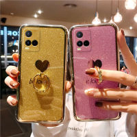 เคสโทรศัพท์ Vivo Y78 5g Y27 5g Y02S Y77 5G Y30 5G Y55 5G Y33T Y21 Y21S Y21T Y33S กับผู้ถือแหวนลูกอมสีชุบ Glitter ชัดเจนอ่อนซิลิโคนกรณีเคส Vivo Y21t Y21s Y33t เคสโทรศัพท์ปลอกใหม่2022