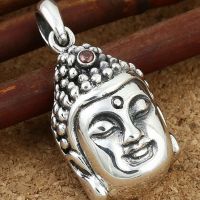 Handcrafted 925 Silver Buddha Pendant vintage sterling silver Tibetan Buddha Head Amulet Pendant Good Luck Amulet