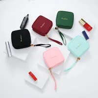 Mini Cosmetic Bag Women Small Lipstic Earphone Sanitary Napkin Storage Organizer Case Embroidered Letter Makeup Toiletry Bags