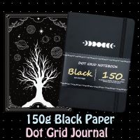 Black Page Sketchbook Dot Grid Notebook Bullet Dotted Journal 160 Pages 150gsm Paper Note Books Pads