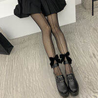 【CW】Women Bowknot Tights Stockings Mesh Fishnet Pantyhose Stripe Hosiery Calcetines Fish Net Stockings Club Party Anti-Snagging