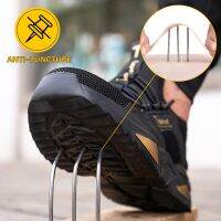 รองเท้านิรภัยผู้ชาย Tulldent Steel Toe Cap Anti-Smashing Anti-Piercing Breathable น้ำหนักเบาในสีดำ