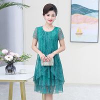 Summer Dress NEW Casual Short Sleeve O-Neck Floral Print Dresses Elegant Party Dress 5XL Women Clothing