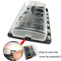 12V~24V Fuse Box Holder With 12 Way Blade Fuse Holder Block &amp; Warning Indicator Power Distribution Panel Board For Car Boat RV