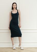 Knitters &amp; others - HARDIE Ribbed Knit Midi Dress (Dark Green)