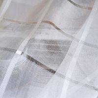 Squares White Tulle Curtains for Living Room Soft Hand Feeling Plaid Modern Curtains for Kids Bedroom Solid Sheer Voile Tulle