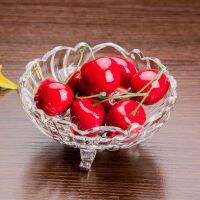 ชามแก้ว 3 ขา ชามผลไม้ ขนมหวาน ยาว 12cm สูง 5.5cm มี2ลาย  ลายสวยหนา (แบบคละลาย)