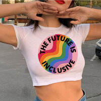 เสื้อยืดลายนางฟ้ากรันจ์เสื้อเอวลอยหญิงวินเทจปี90S ความภาคภูมิใจ Lgbt Lgbtq วินเทจแฟริคอร์วินเทจ