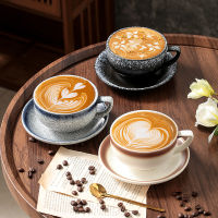 300mlแก้วกาแฟเซรามิค Cappuccino Americano ชุดถ้วยกาแฟ พร้อมจานรอง ชุดถ้วยชาเซรามิก เกรดพรีเมี่ยม ญี่ปุ่น 320cc  Japanese coffee tea cup quality ceramic latte art