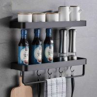 Kitchen Shelf Aluminum Wall-Mounted Square Shampoo Shelf Cosmetic Shelves Kitchen Nets Shelf Storage Rack Organizer Rack